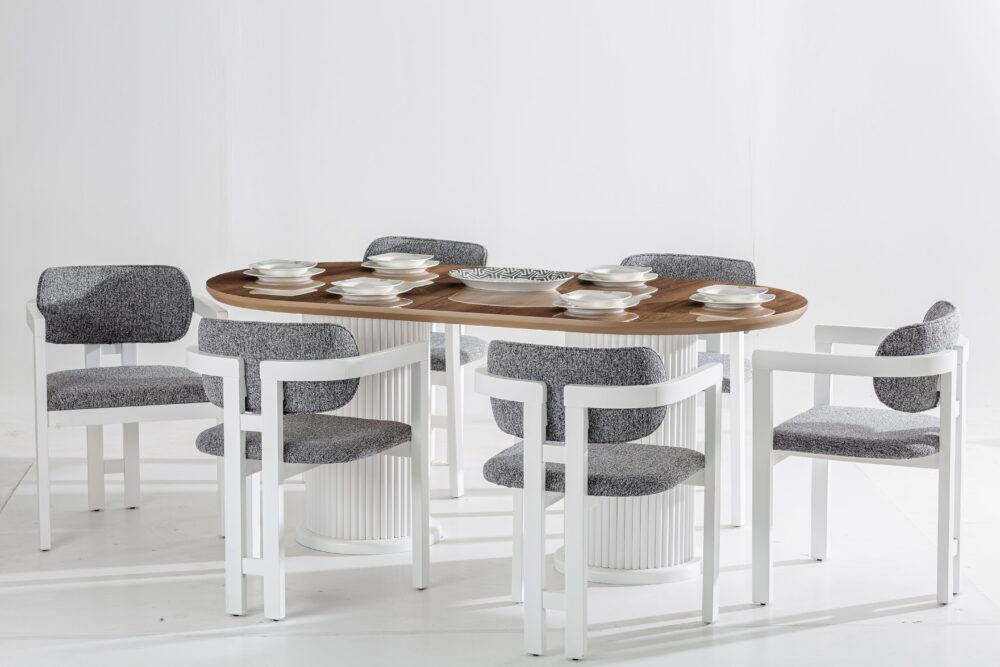 Riva Nova Oval Masa Takımı - Ceviz